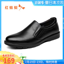 真皮单鞋 男软面皮 圆头套脚英伦风商务休闲皮鞋 春季新款 红蜻蜓男鞋