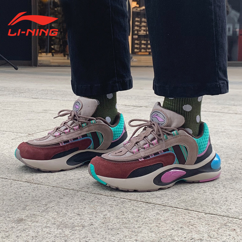 Li Ning Running Shoes Women's Shoes 2019 Autumn and Winter New V8 Shock Absorbing Retro Casual Fashion Series Low Top Sports Shoes