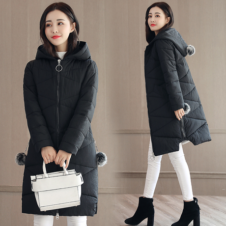 2017新款冬季韩版中长款女装棉衣韩版宽松大码棉服中年加厚外套商品大图