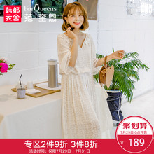 范奎恩韩版大码女装2018夏装新款胖MM遮肚子显瘦胖妹妹蕾丝连衣裙图片