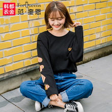 范奎恩韩版大码女装2018秋装新款胖MM宽松胖妹妹显瘦洋气长袖T恤图片