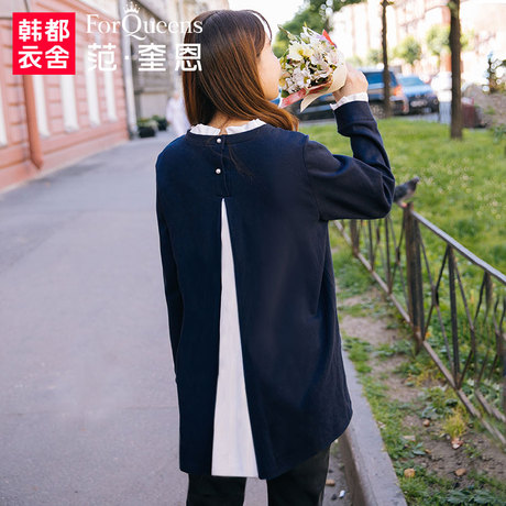 范奎恩韩版大码女装胖mm秋装2018新款胖妹妹洋气宽松显瘦遮肉T恤商品大图