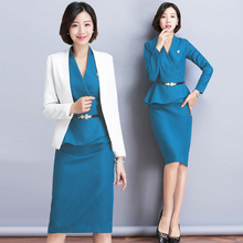 职业装女装套装2018新款时尚正装套裙西装连衣裙美容师工作服秋冬图片