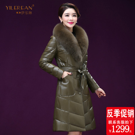 海宁2018冬装狐狸毛皮草中长款绵羊皮衣女外套真皮羽绒服品牌女装商品大图