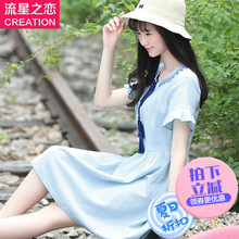 2018夏季新款少女夏装连衣裙甜美学院风显瘦公主裙初高中学生裙子图片
