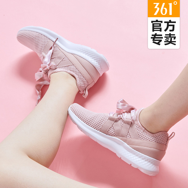 361 degree women's shoes, sports shoes, women's 2019 winter new casual mesh breathable running shoes, women's bow shoes