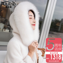 中长款连帽狐狸毛领羊毛皮草外套女装2018冬季复合皮毛一体大衣女图片