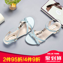 达芙妮旗下SHOEBOX/鞋柜正品夏款中跟简约时尚简约精美休闲女凉鞋