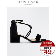 NEW LOOK2018夏新款女式仿麂皮半高跟凉鞋|553623701