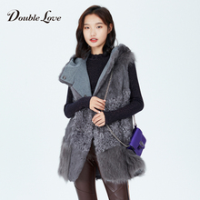 Doublelove女装2018秋冬新款软糯温暖纯色时尚暗扣皮草马甲外套图片