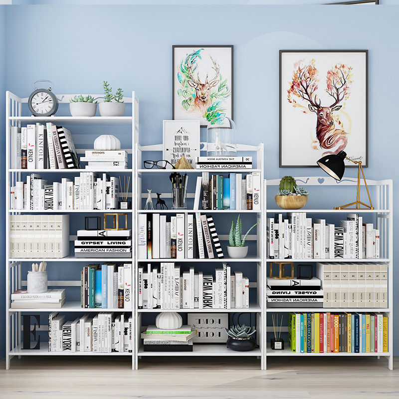 白色楠竹书架抽屉书柜组合落地简易儿童书架书柜储物柜置物架柜子