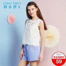 秋水伊人2018夏装新款女装蕾丝背心上衣E070图片