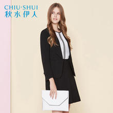 秋水伊人2018年秋装新品女装立领九分袖小西装外套上衣J103图片