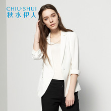 秋水伊人2018年秋装新品女装气泡纹理西装短外套女J145图片