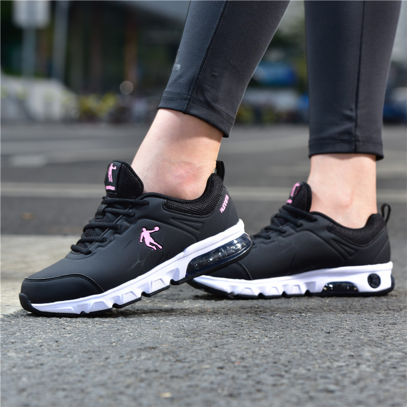 Jordan Women's Shoes Black Sports Shoes Autumn New Air Cushion Running Shoes Leather Top Travel Shoes Comfortable Retro Running Shoes