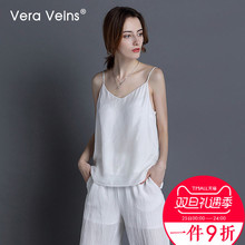 欧美高街百搭宽松真丝铜氨丝吊带背心女 Veins夏季新款 Vera