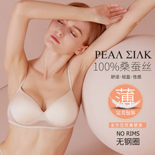 真丝文胸聚拢透气大胸显小胸少女桑蚕丝胸罩 内衣女夏季无钢圈薄款