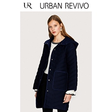 UR2018春夏新品青春女装连帽时尚休闲保暖中长款外套YV01S1LN2000图片