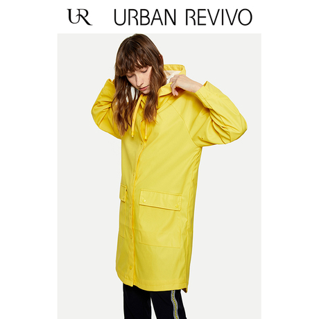 UR2018秋冬新品青春女装简约时尚连帽中长外套YV38R1LE2000商品大图