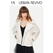UR2018秋冬新品青春女装简约翻领毛绒保暖中长外套YL41S1LN2000图片
