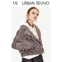 UR2018秋冬新品青春女装简约翻领都市风格纹短外套YL39S1LN2001图片