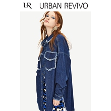 UR2018秋冬新品青春女装弧边搭配车线口袋牛仔外套YV38RBJN2001图片