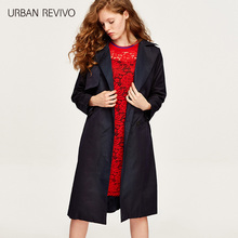 UR2017秋冬新品女士女装翻领休闲保暖中长款大衣外套WH04S1LN2001图片