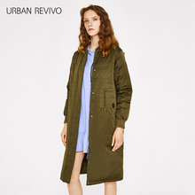 UR2017秋冬新品女士女装罗纹立领中长款羽绒服外套WG43S1KN2001图片