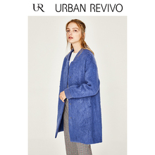 UR2017秋冬新品青春女装纯色立领羊毛中长款大衣外套YU45R1GN2002图片