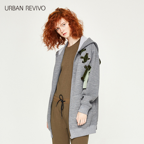 UR2017秋季新品青春女装连帽撞色绑带休闲时尚短外套YV04S1BN2003商品大图