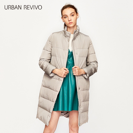 UR2017秋冬新品青春女装个性领中长款保暖羽绒服外套YU40S1KN2004商品大图