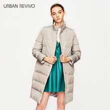 UR2017秋冬新品青春女装个性领中长款保暖羽绒服外套YU40S1KN2004图片