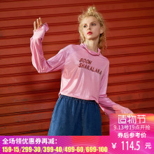 妖精的口袋旗舰店2018秋季新款韩版高领刺绣字母闪光T恤女长袖图片