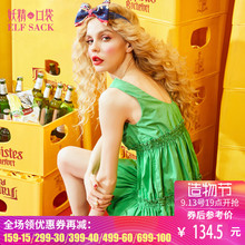 妖精的口袋旗舰店夏装2018新款无袖露肩A字荷叶摆宽肩带衬衫女图片