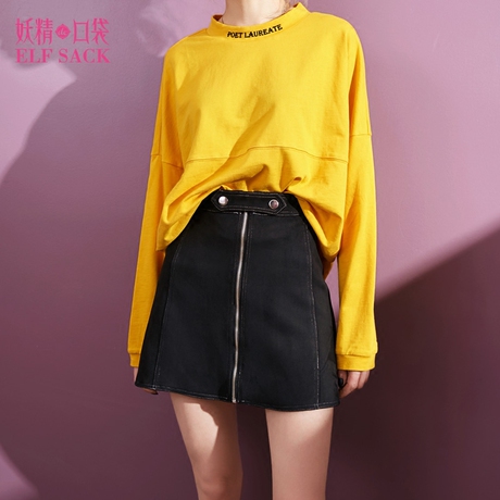 妖精的口袋旗舰店秋装2018新款韩版小az裙拉链复古半身短裙子女商品大图