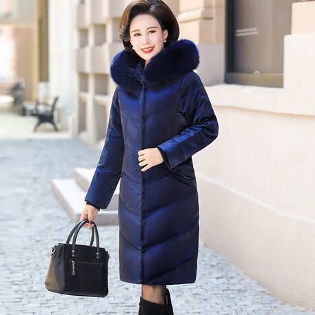 小沈龙羽绒服女过膝长款加厚2018新款大毛领中老年妈妈装冬季外套商品大图