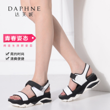 Daphne/达芙妮时尚学院风休闲运动厚底松糕平底女凉鞋1016303612