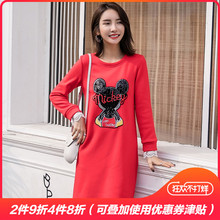 非墨胖萝莉mm秋冬季新款红色连衣裙微胖妹妹2018时尚大码女装减龄图片
