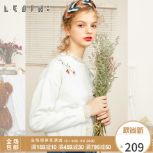 乐町春装2018新款女装白色毛针织衫套头长袖毛衣时尚打底衫上衣图片