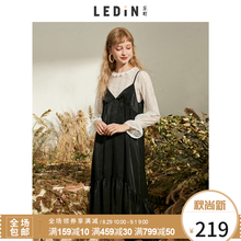 乐町吊带连衣裙ins超火的雪纺裙2018秋装新款女气质中长款复古潮图片