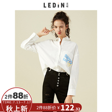 乐町衬衫女夏长袖港风2018夏装新款女装复古港味韩范宽松印花上衣图片