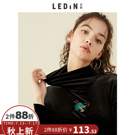 乐町t恤女黑色ins潮2018夏装新款女装长袖长款复古上衣宽松韩版商品大图