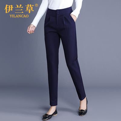 裤子女春秋2018新款哈伦裤西裤宽松大码高腰小脚黑色职业休闲长裤