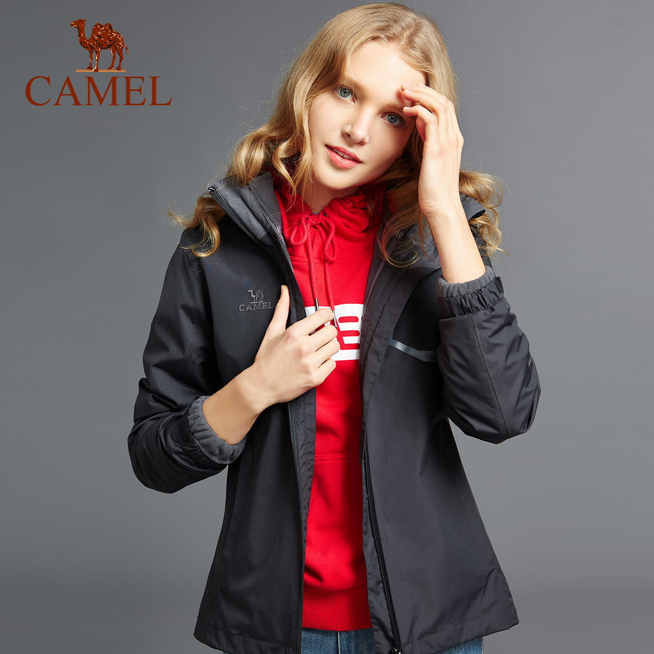 [2018 New Product] Camel Outdoor Couple Charge Coat Wind, Rain, and Warm Three in One Men's and Women's Charge Coat