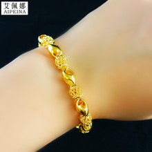 转运珠 足金24K金手镯可调金链子正品 18K黄金手链玲珑999女款 新款