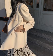 网红潮气质西装 2019春秋季外套女chic时尚 高端进口奶油白色新韩版