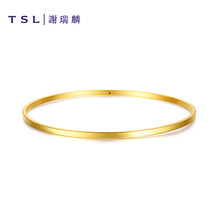 TSL谢瑞麟3D硬金黄金手镯女足金婚庆婚嫁简约素手镯手饰镯子XH982