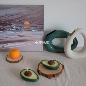 敲可爱的水果香薰蜡烛牛油果桔子柠檬造型韩式家居装饰摆拍摄搭配