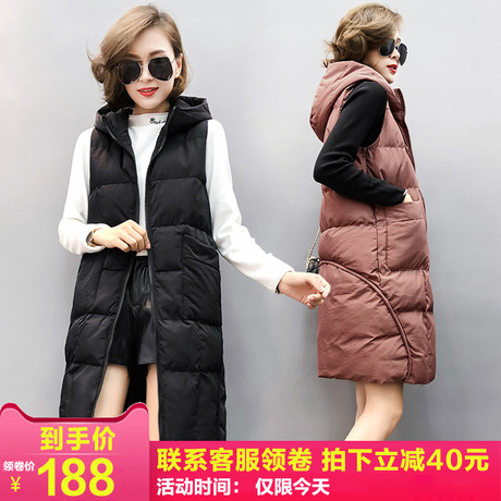 2018新款棉马甲女冬中长款韩版秋冬女装连帽宽松加厚棉衣棉服外套商品大图