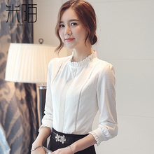 洋气衬衫女装春装2018新款春款韩版长袖雪纺上衣服潮春秋打底衬衣图片